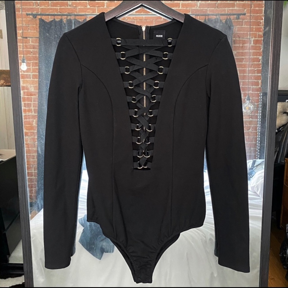 Lace-up black bodysuit
